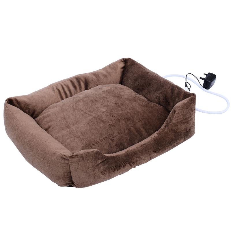 Pawhut 24" Indoor Electric Heated Dog Pet Bed Coffee Brown / electric