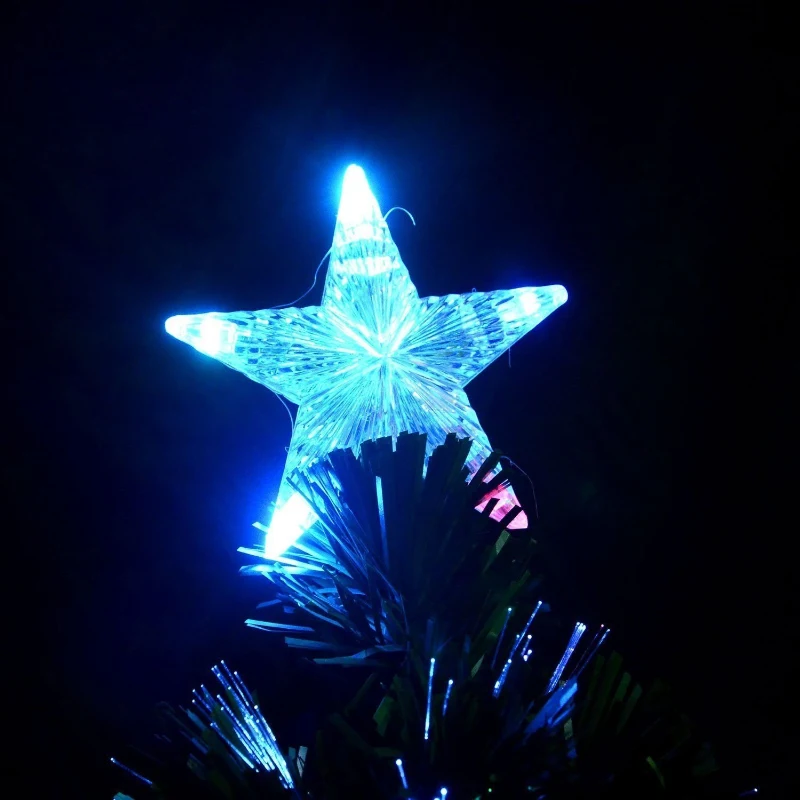 HomCom 6' Artificial Pre-Lit Fiber Optic Holiday Christmas Tree Xmas Decorative Shining Tree with 28 LED Lights