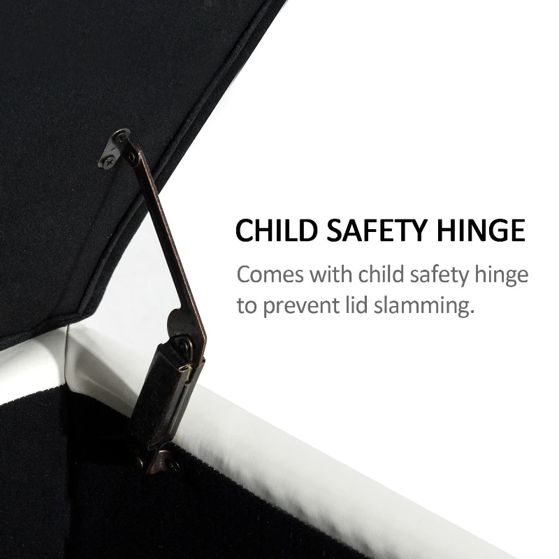 HomCom 42” Rectangular Faux Leather Storage Ottoman Bench with Tray - Cream White