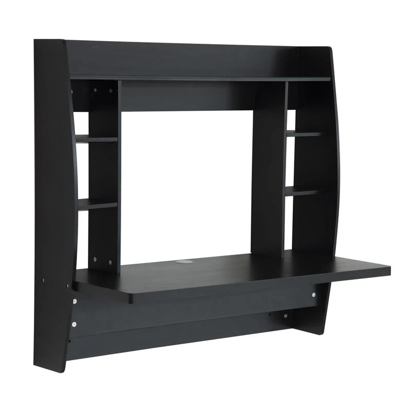 HomCom Floating Wall Mount Office Computer Desk with Storage - Black