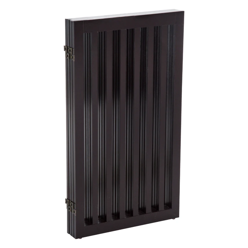 PawHut 36" x 80" Wooden Freestanding 4 Panel Expandable Pet Gate - Rich Espresso