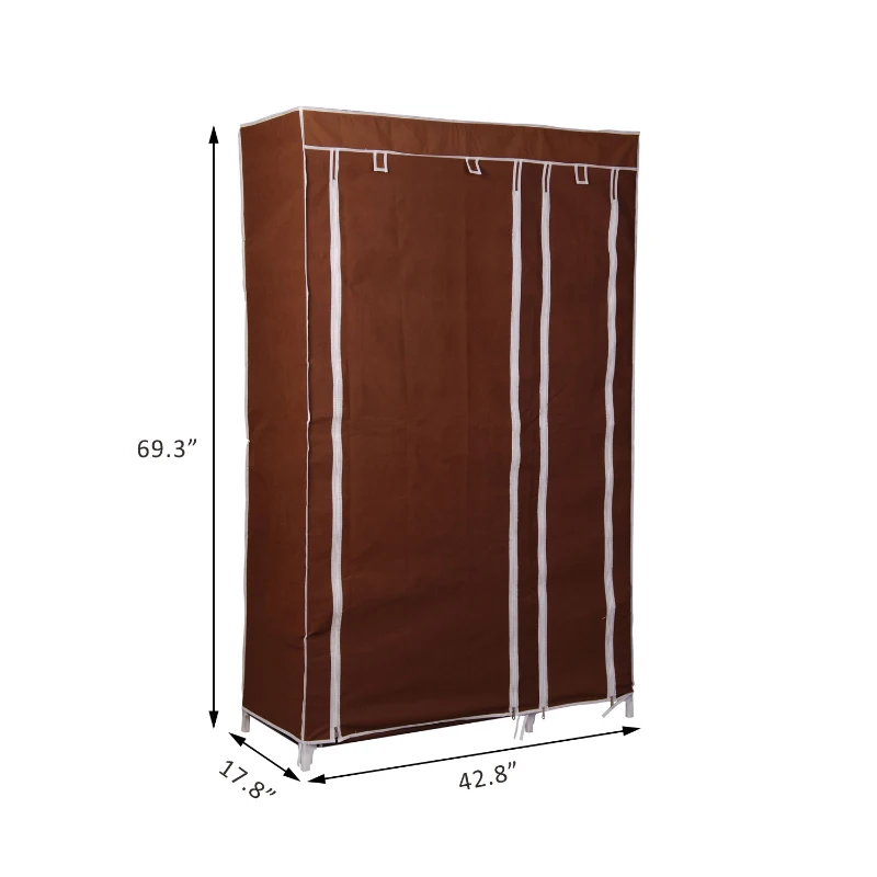 HomCom 42" Portable Home Clothes Closet Organizer w/ Shelves - Coffee