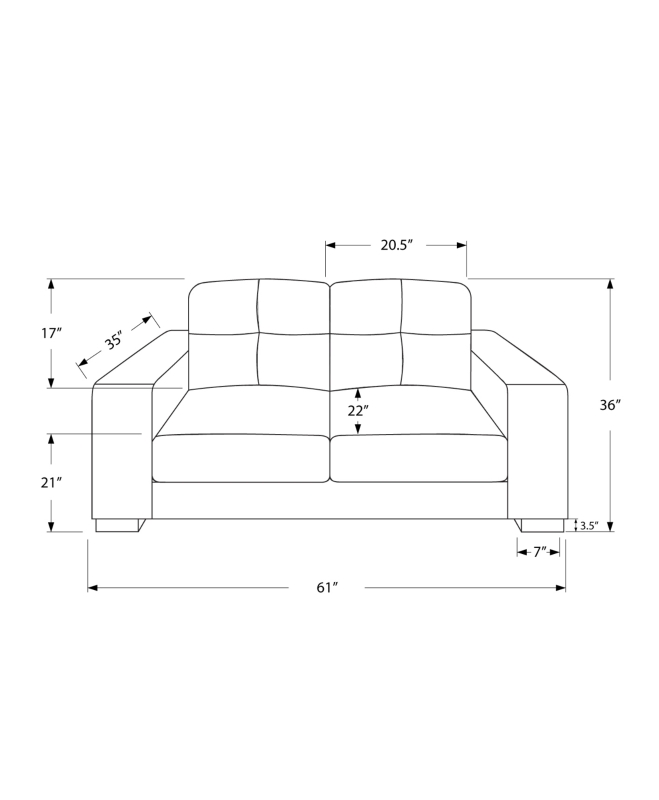 LOVE SEAT - IVORY BONDED LEATHERMON-I-8222IV