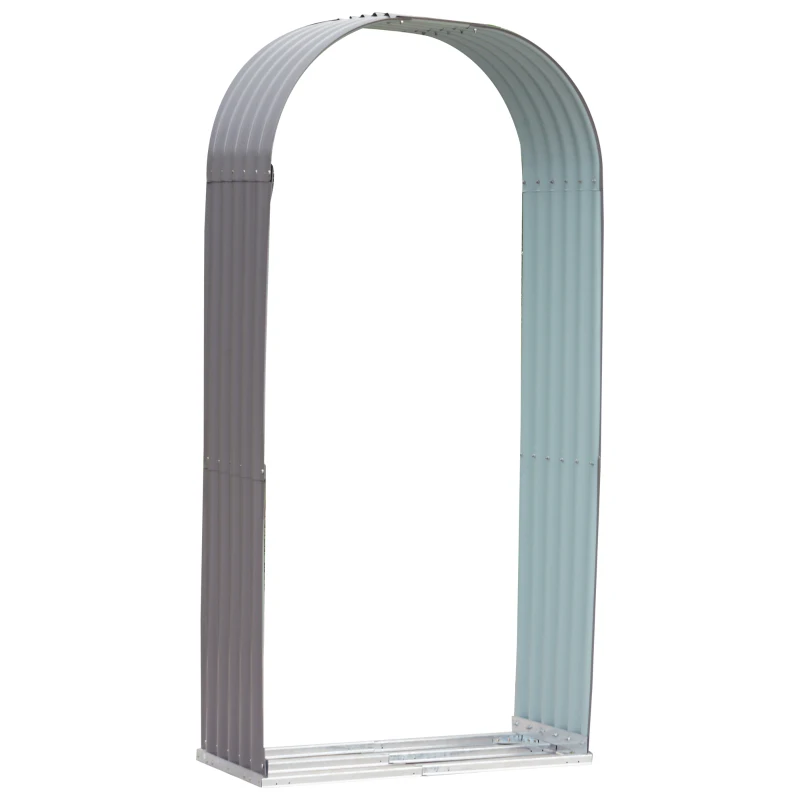 Outsunny 79" Steel Sturdy Firewood Covered Shed Storage Rack - Gray