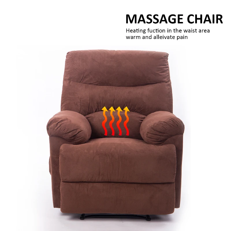 HomCom Faux Suede Heated Vibrating Massage Recliner Chair with Remote - Cinnamon Brown