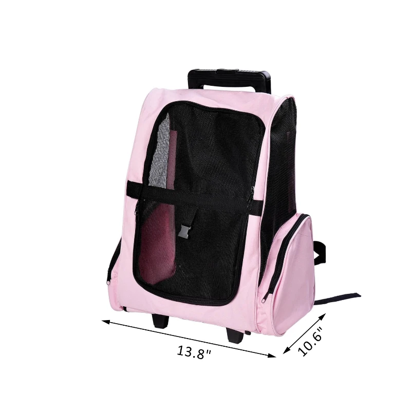 Pawhut Pet Carrier / Dog Backpack w/Wheels - Pink