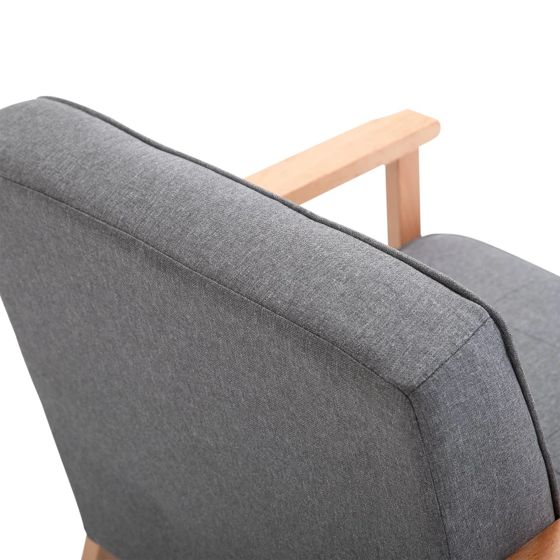HOMCOM Mid-Century Accent Chair Modern Fabric Upholstered Tufted Back Lounge Sofa Seat - Grey