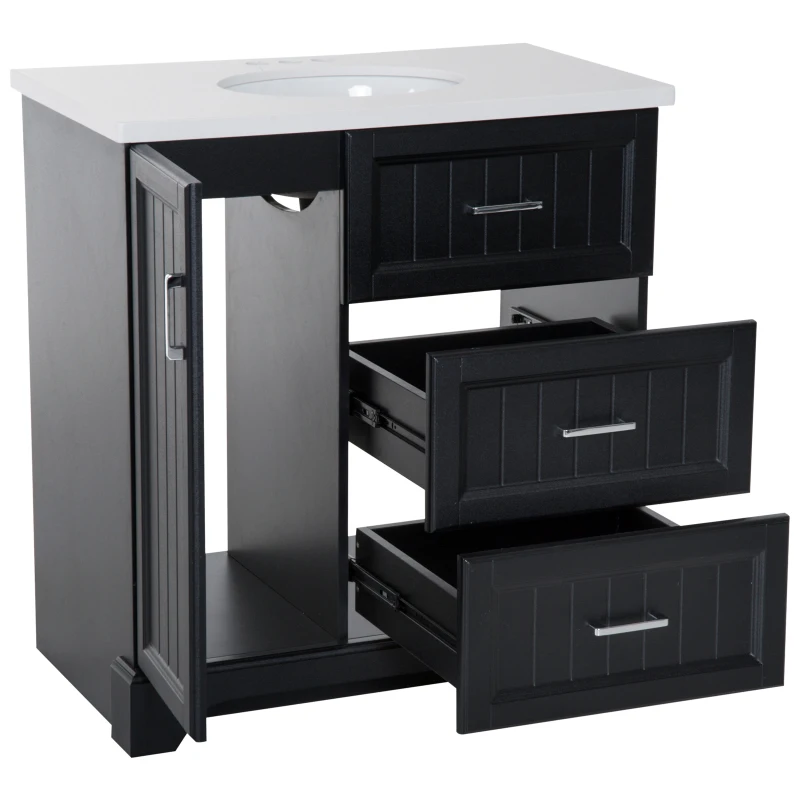 Kleankin 34” Modern Ceramic Sink Bathroom Vanity Set