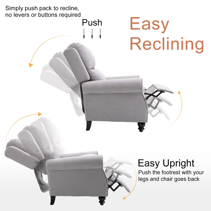 HOMCOM Modern Manual Recliner Armchair with Retractable Footrest  Grey