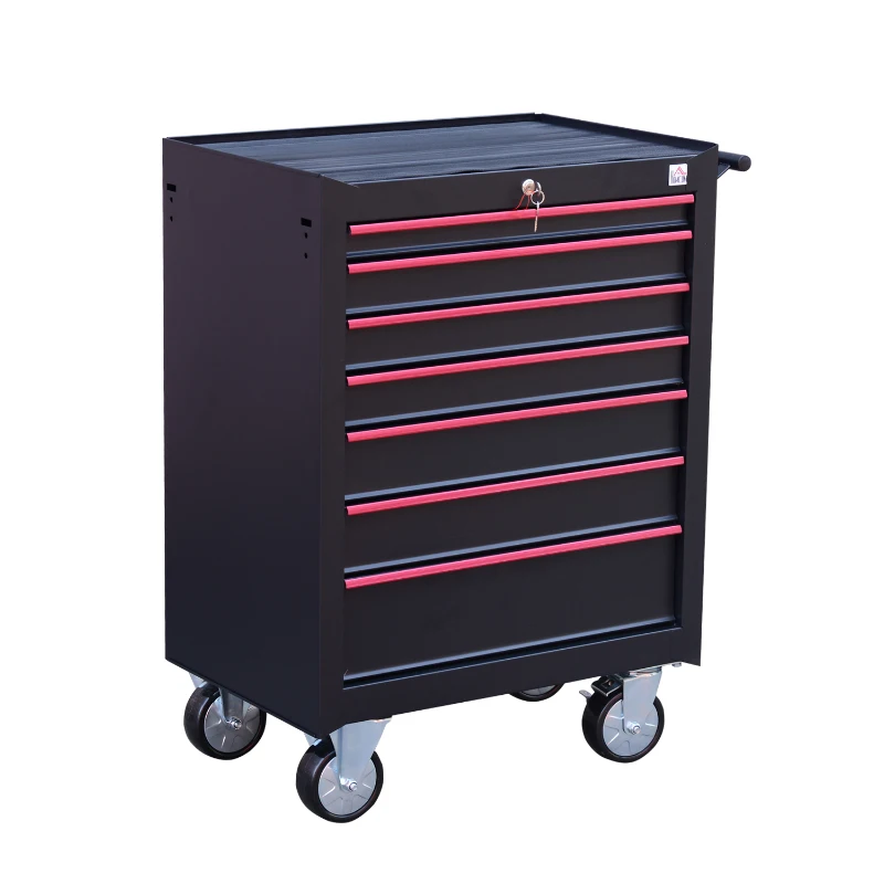 HomCom Steel Rolling Tool Chest Storage Cabinet with 7 Sliding Drawer & Handle