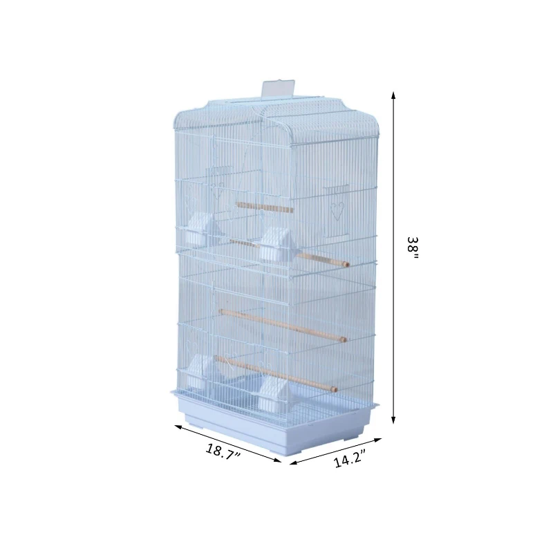 PawHut 36" Metal Indoor Bird Cage Starter Kit with Tray and Accessories - White