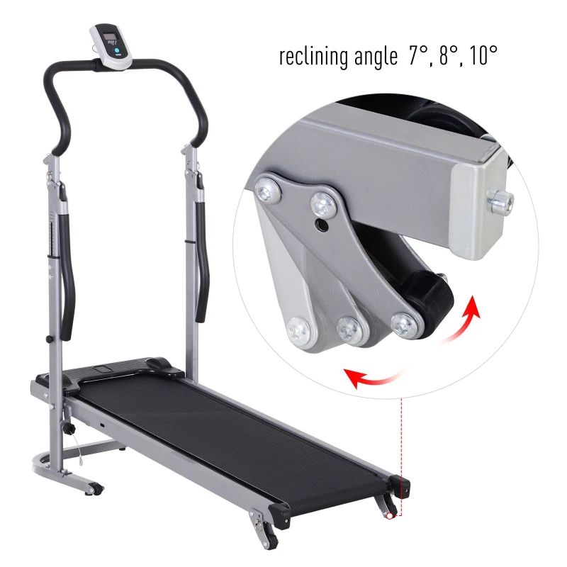 Soozier 2-in-1 Foldable Treadmill Walking Pad Manual Treadmill Machine Sit Up Bench with LCD Screen Home Exercise Fitness