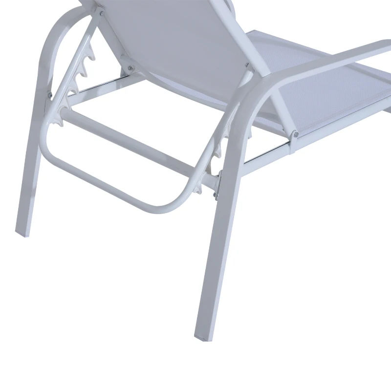 Outsunny 5 Piece Metal Outdoor Patio Furniture Leisure Set - Cream White