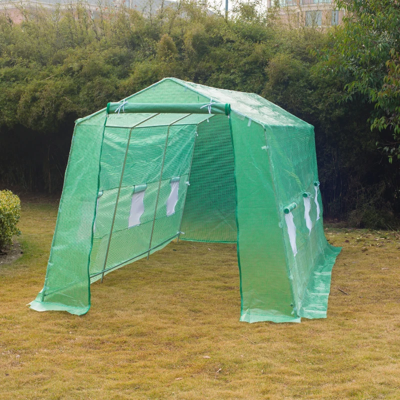 Outsunny 15’ x 7’ x 7’ Outdoor Portable Walk-In Tunnel Greenhouse with Windows