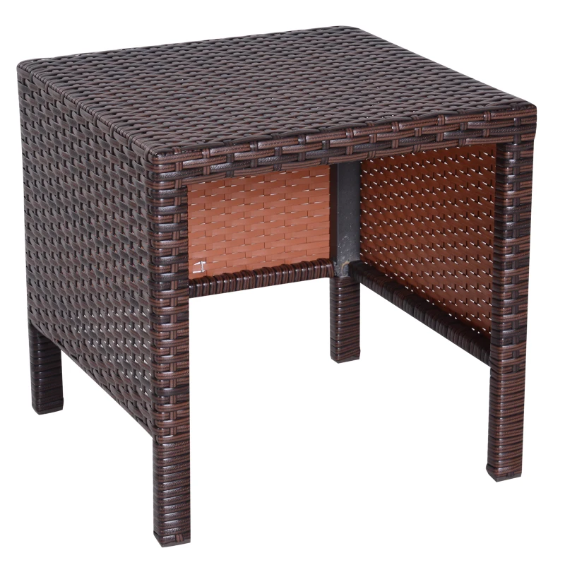 Outsunny 3 Piece Rattan Wicker Outdoor Compact Nesting Table Patio Dining Set