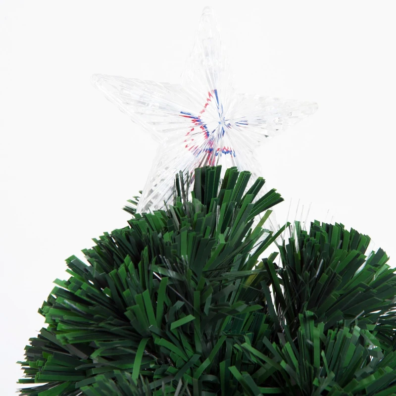 HomCom 6' Artificial Pre-Lit Fiber Optic Holiday Christmas Tree Xmas Decorative Shining Tree with 28 LED Lights