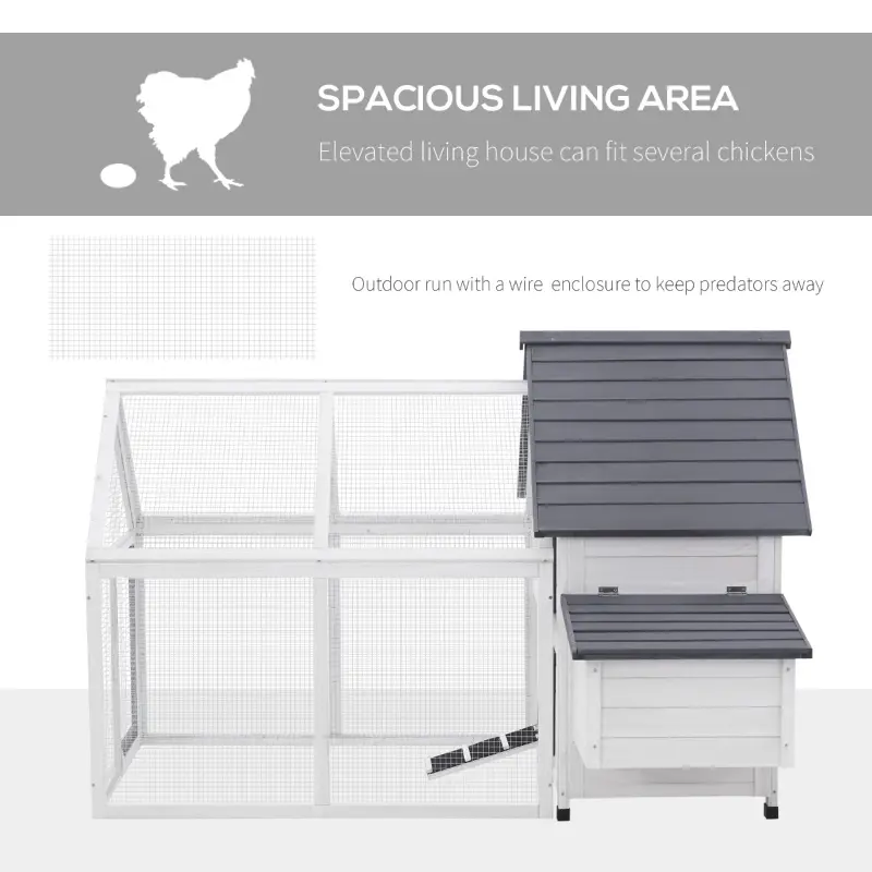 PawHut 48" Wood Outdoor Chicken Coop House with Nesting Box
