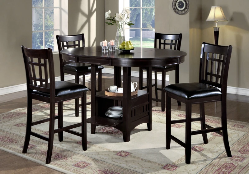 Monarch 2 Piece 41" PU Leather Padded Seat Counter Height Wooden Dining Stools - Espresso Brown