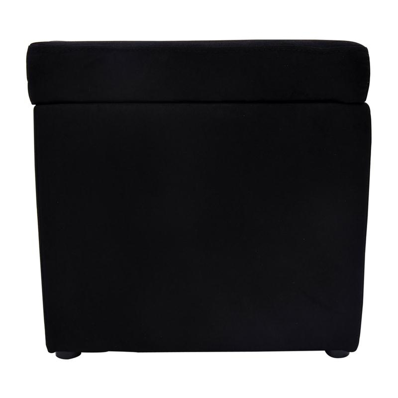 HomCom 16” Cube Microfiber Tufted Storage Ottoman Footrest Seat - Black