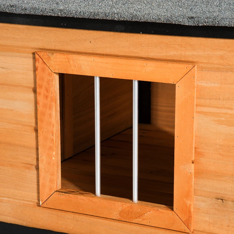 PawHut 67" Large Wooden Cabin Style Elevated Indoor and Outdoor Pet Dog House Kennel with Porch