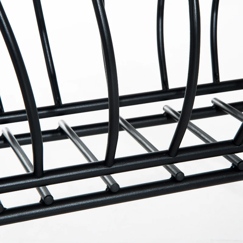 HomCom Metal Magazine Rack End Table w/ Glass Top - Black Glass Top