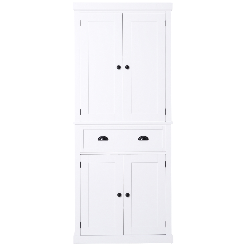 HomCom 72" Large Colonial Free Standing Wooden Kitchen Pantry Cupboard Storage Cabinet - White