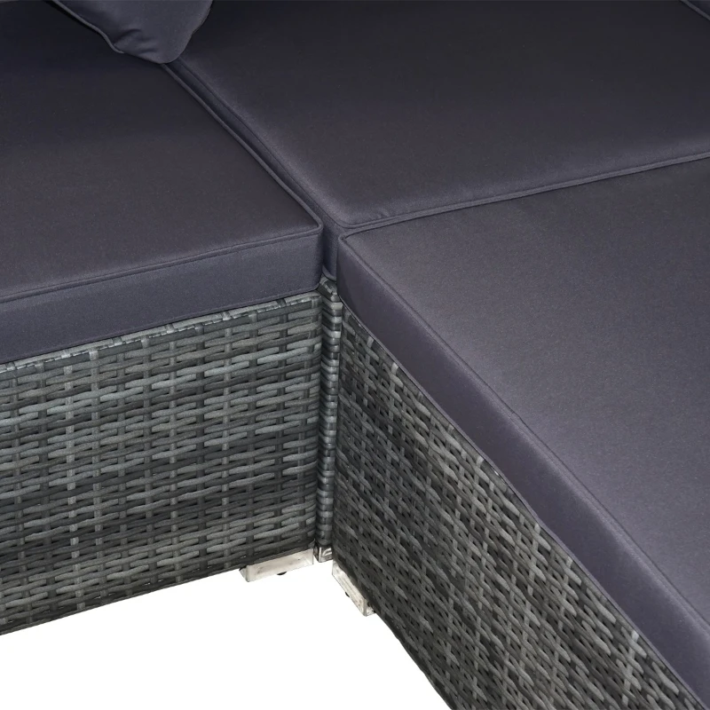 Outsunny 7 Piece Modern Rattan Wicker Garden Outdoor Furniture Modular Sectional Patio Set - Grey