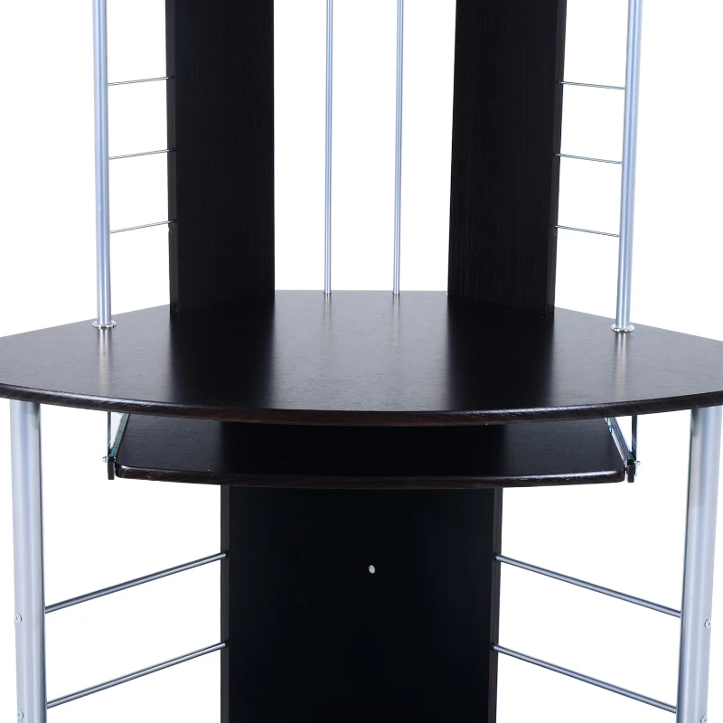 HomCom 45" Arch Tower Corner Computer Desk with Hutch- Walnut