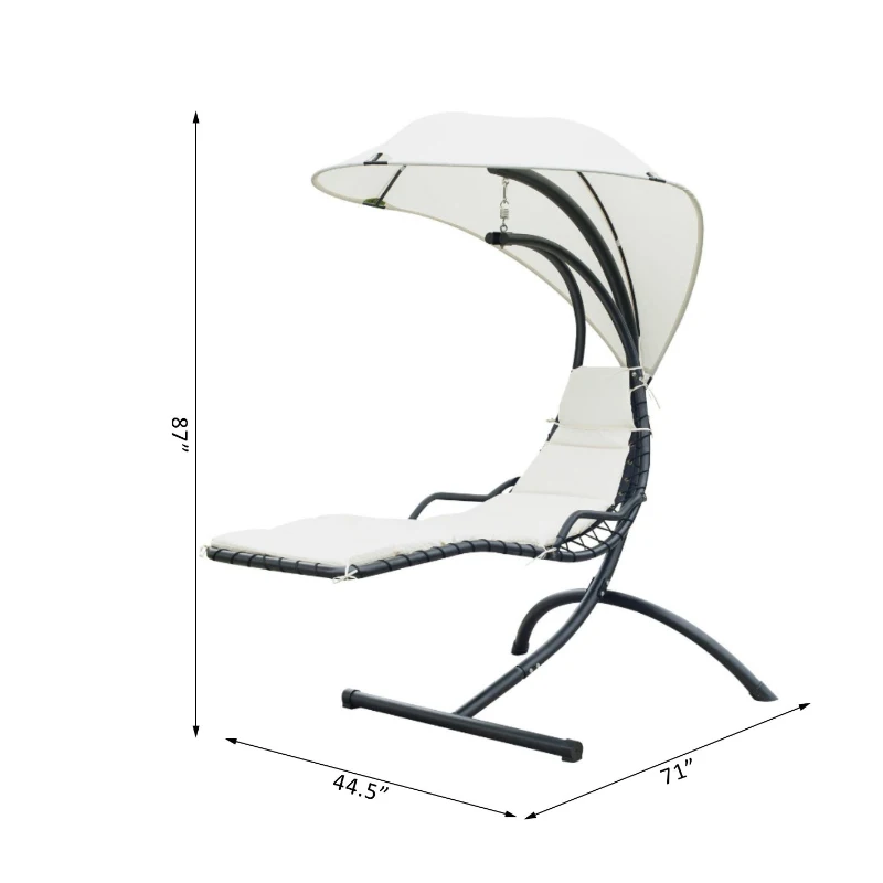 Outsunny Outdoor Hanging Sky Swing Chair with Stand – Cream