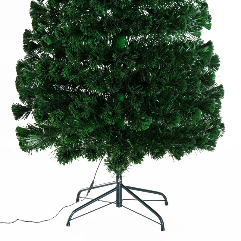 HomCom 6' Artificial Pre-Lit Fiber Optic Holiday Christmas Tree Xmas Decorative Shining Tree with 28 LED Lights