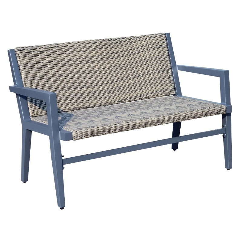 Outsunny 5 Piece Outdoor Patio Rattan Wicker Loveseat Conversation Set