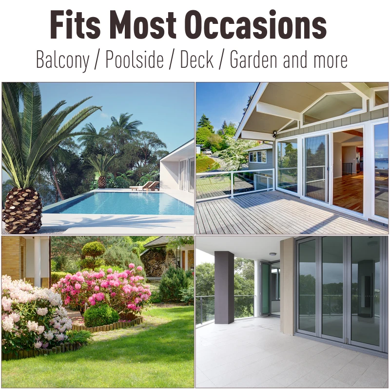 Outsunny 3 Piece Rattan Wicker Outdoor Compact Nesting Table Patio Dining Set