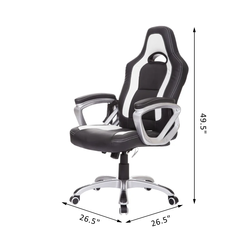 HomCom Race Car Style PU Leather Heated Massaging Office Chair - Black and White