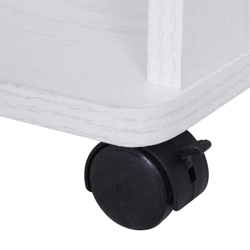 HOMCOM Wood Rolling Kitchen Microwave Oven Cart with Wheels and Storage - White