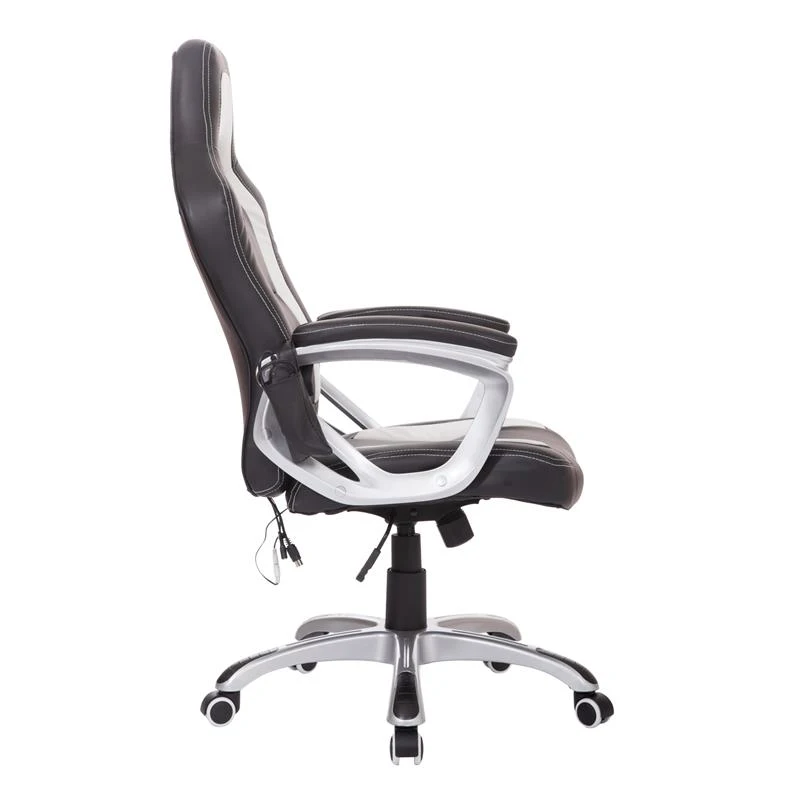HomCom Race Car Style PU Leather Heated Massaging Office Chair - Black and White