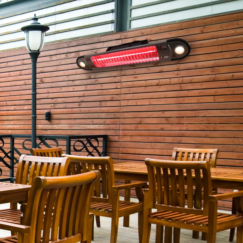 Outsunny 1500 Watt Indoor Outdoor Remote Control Wall Mount Electric Patio Heater - Silver
