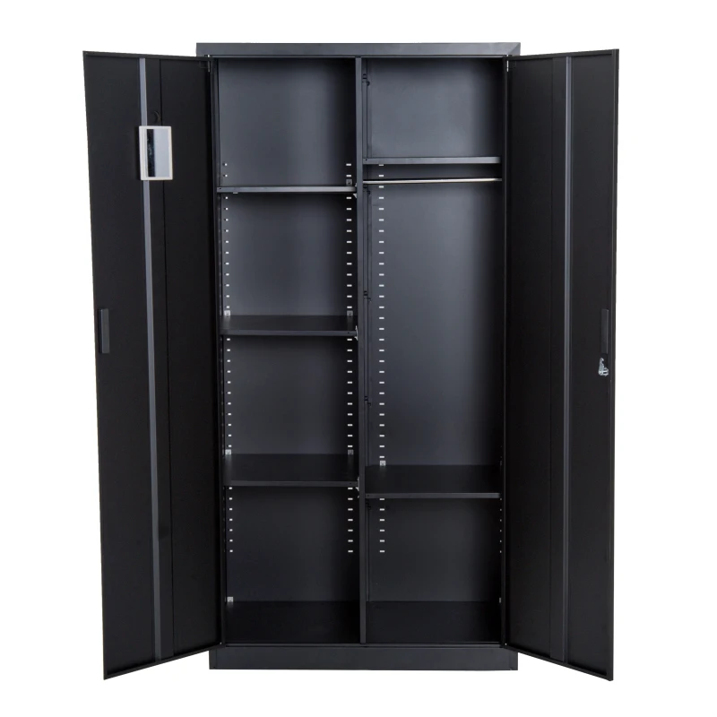 HomCom 71" Cold Rolled Steel Lockable Garage Storage Cabinet with Shelves - Black