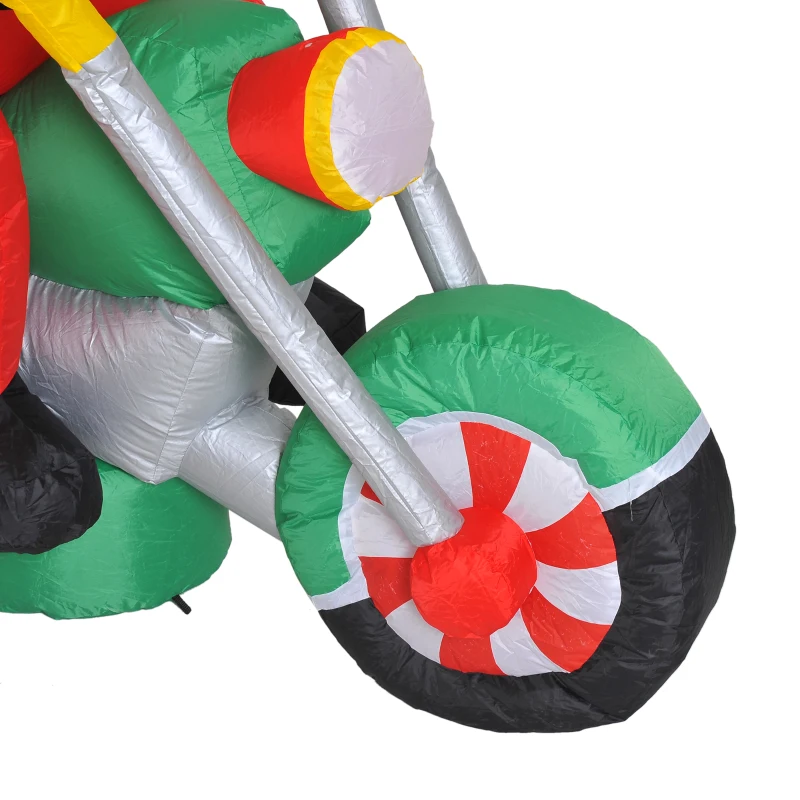HomCom 6' Christmas Inflatable Santa Claus Reindeer Riding Motorcycle LED Lighted Yard Decoration