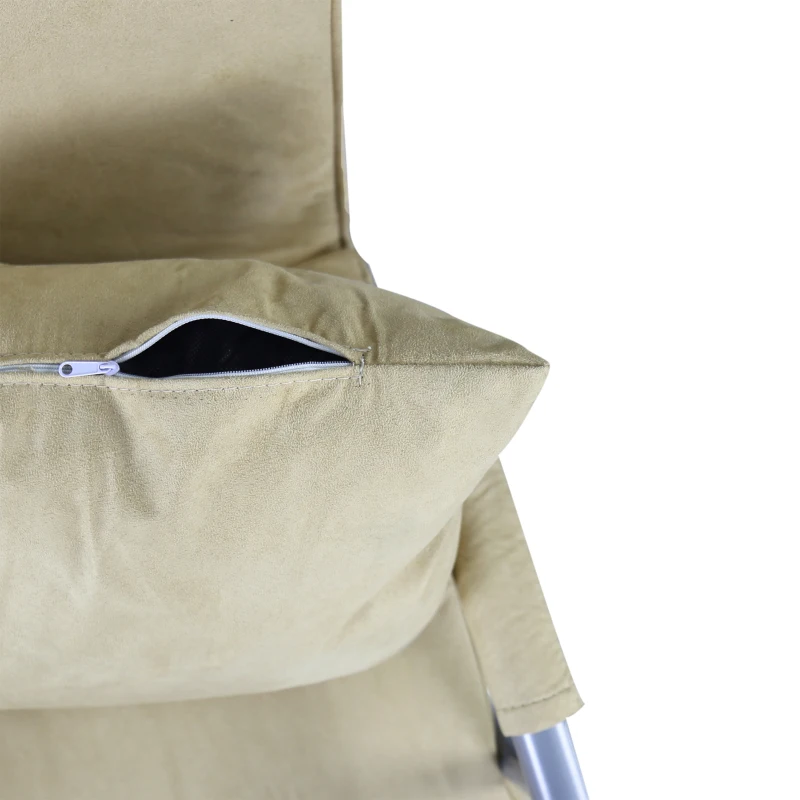 HomCom Single Person Folding 5 Position Steel Convertible Sleeper Bed Sofa Chair- Cream White