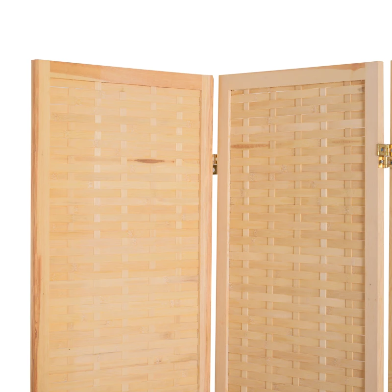 HomCom 6' 4-Panel Bamboo Screen Freestanding Room Divider