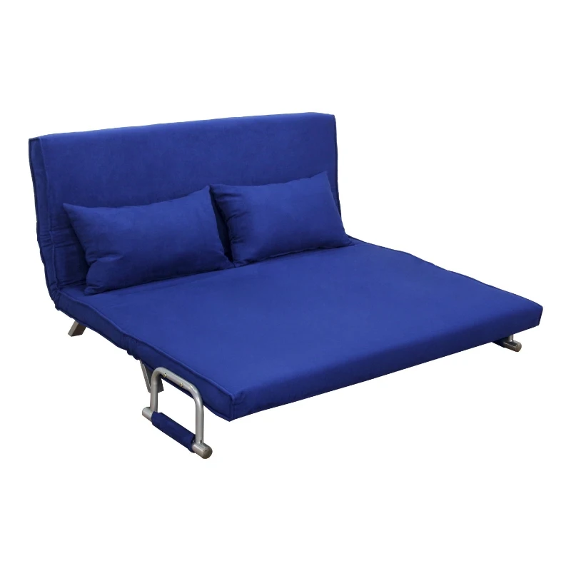 HomCom Full Size Folding 5 Position Steel Convertible Sleeper Bed Chair - Deep Blue