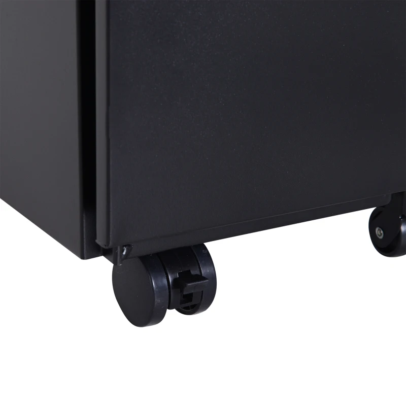 Vinsetto 24" Metal 3 Drawer Locking Under Desk Filing Cabinet On Wheels - Black