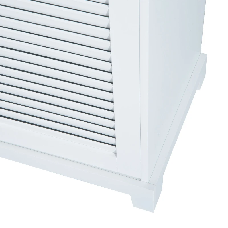 HomCom 47" Contemporary Craftsman Style Bathroom Cabinet Buffet Sideboard Countertop Tower with Drawers and Shutters - White