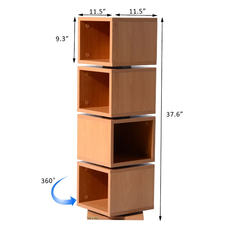 HomCom 4-Tier Rotating Cube Media Tower - Beech Wood