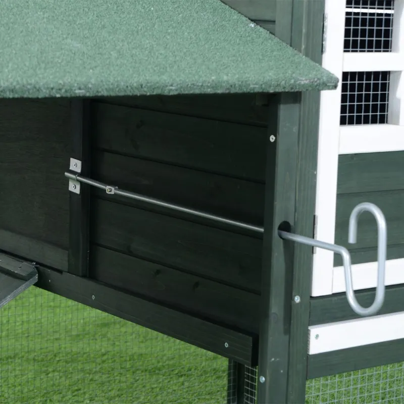 PawHut 83" Wooden Outdoor Backyard Chicken Coop Fence Rabbit Bunny Hutch House with Covered Run and Nesting Box