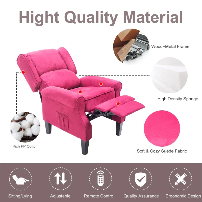 HomCom Artificial Suede Heated Back Massage Recliner Chair - Red