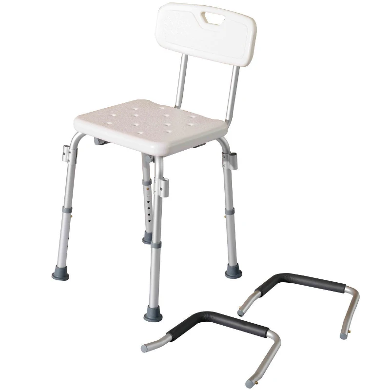HomCom Sturdy Adjustable Medical Shower Seat Bath Chair Stool with Arms and Backrest for the Injured and Geriatric