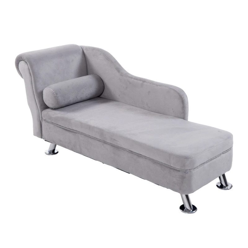 HomCom 62" Plush Chaise Lounge Chair - Slate Gray
