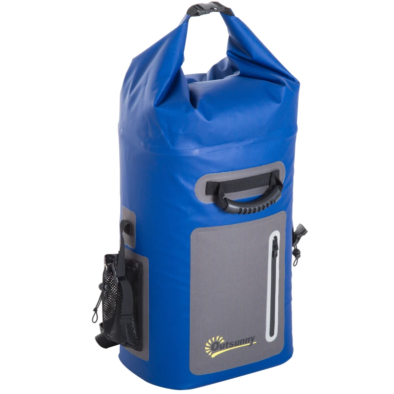 Outsunny 25 Quart Capacity Soft Sided Waterproof Insulated Backpack Cooler Bag - Blue