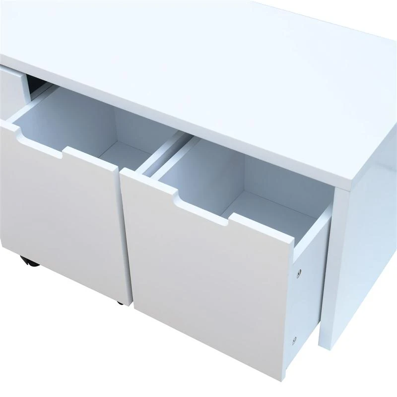 HomCom Modern Home Office 3-Drawer Wheeled File Cabinet Organizer - White
